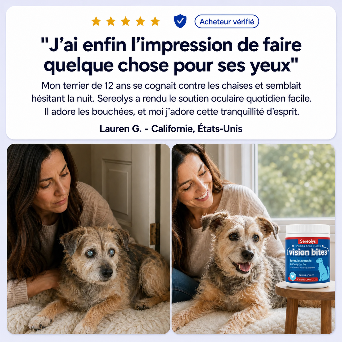 Bouchées pour le soutien de la vision