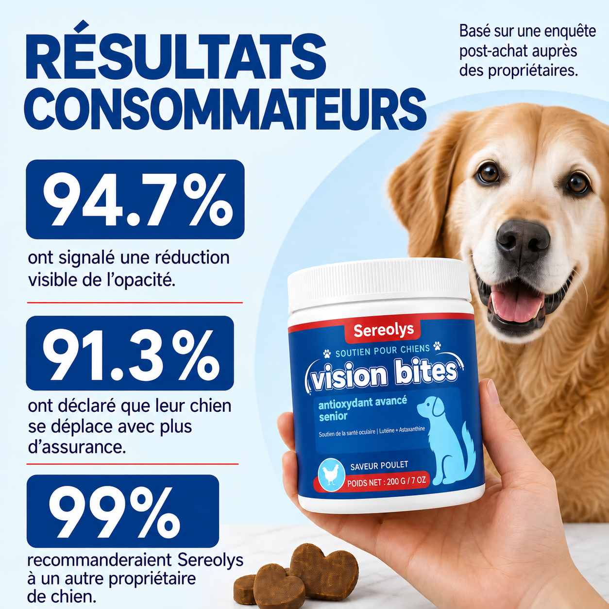 Bouchées pour le soutien de la vision